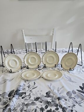 Vtg Kensington Set Of 6 Ironstone Staffordshire Handcrafted Saucers England